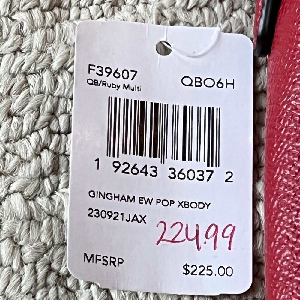 NWT - Coach East / West Crossbody With Pop Up Pouch with Gingham Print - Picture 7 of 7